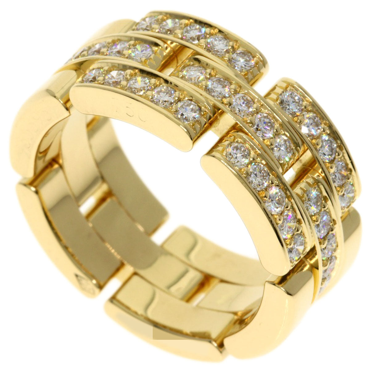 CARTIER Maillon Panthere Half Diamond #51 Ring K18 Yellow Gold Ladies [Used]