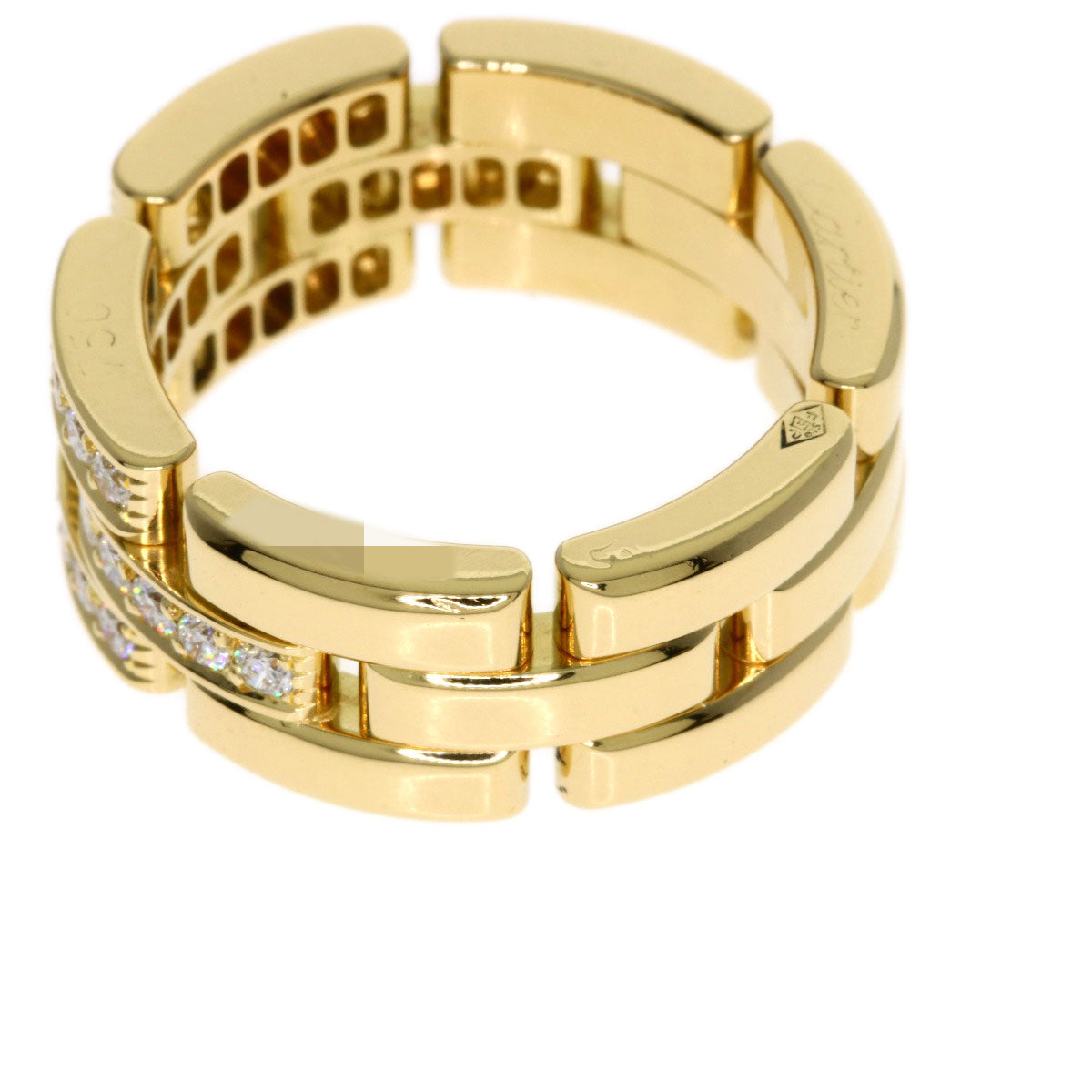 CARTIER Maillon Panthere Half Diamond #51 Ring K18 Yellow Gold Ladies [Used]