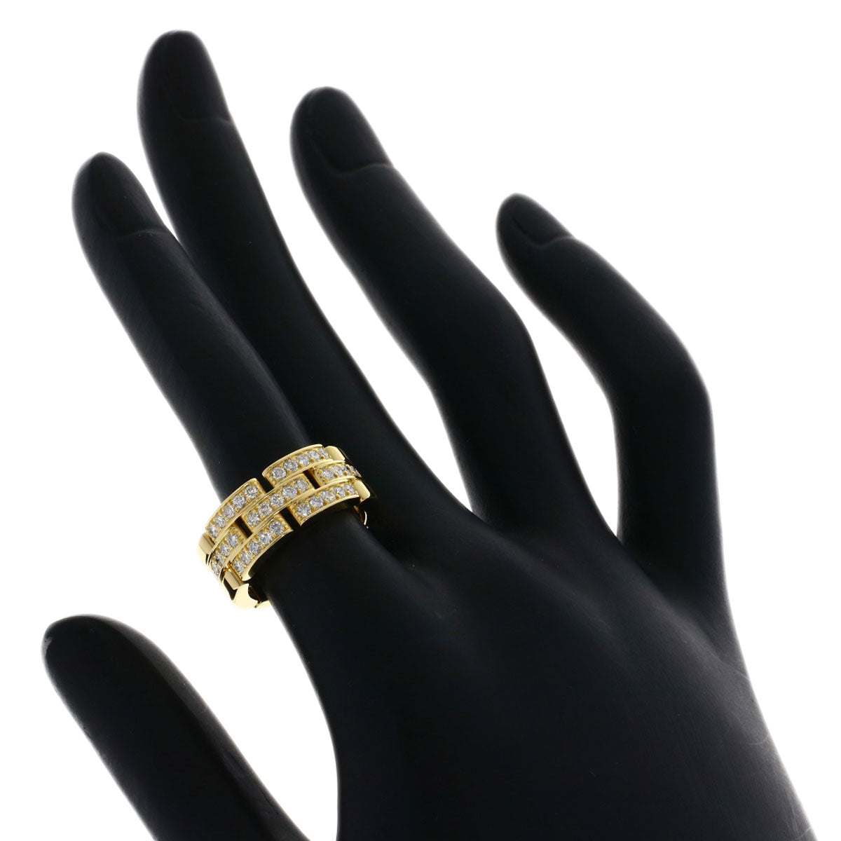 CARTIER Maillon Panthere Half Diamond #51 Ring K18 Yellow Gold Ladies [Used]