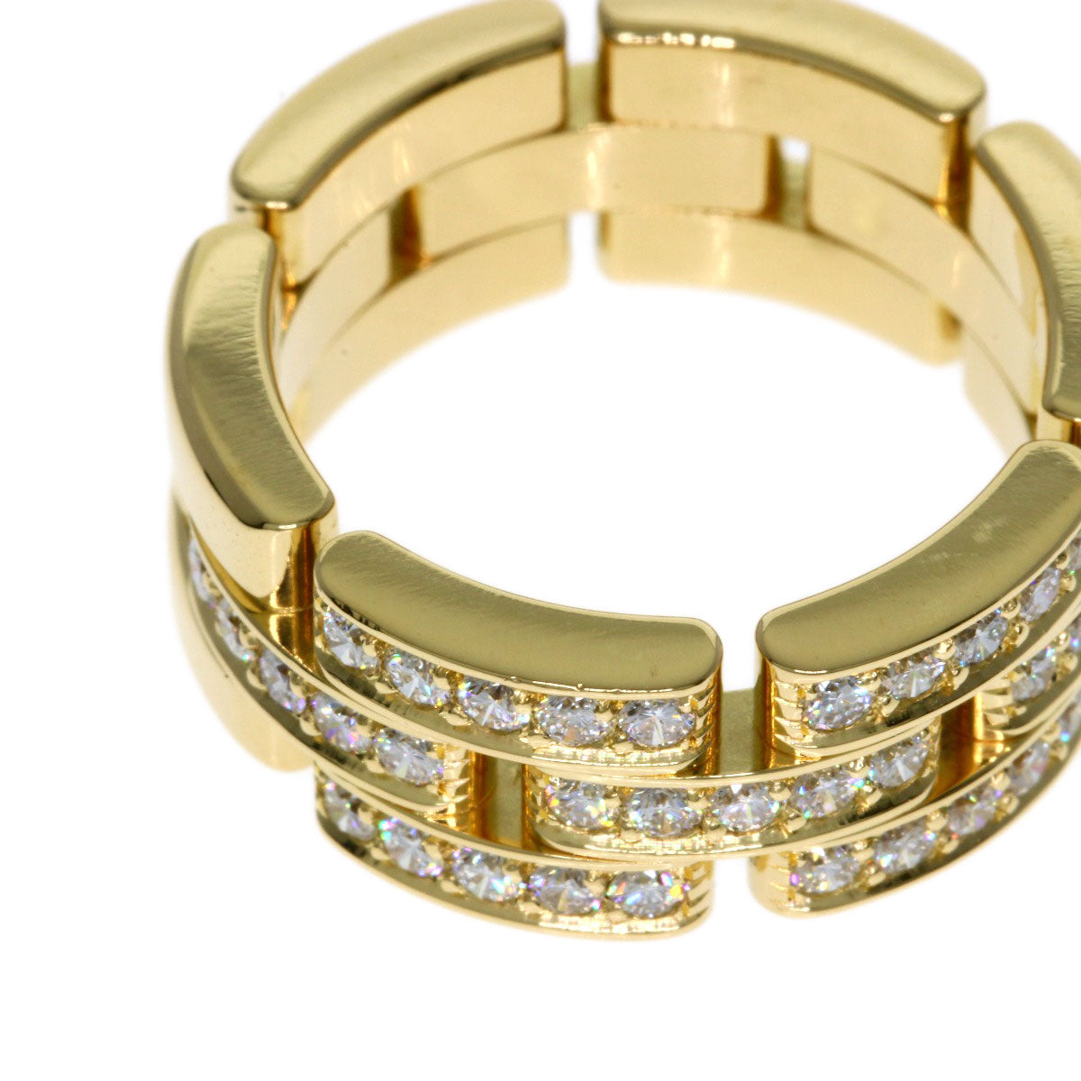 CARTIER Maillon Panthere Half Diamond #51 Ring K18 Yellow Gold Ladies [Used]