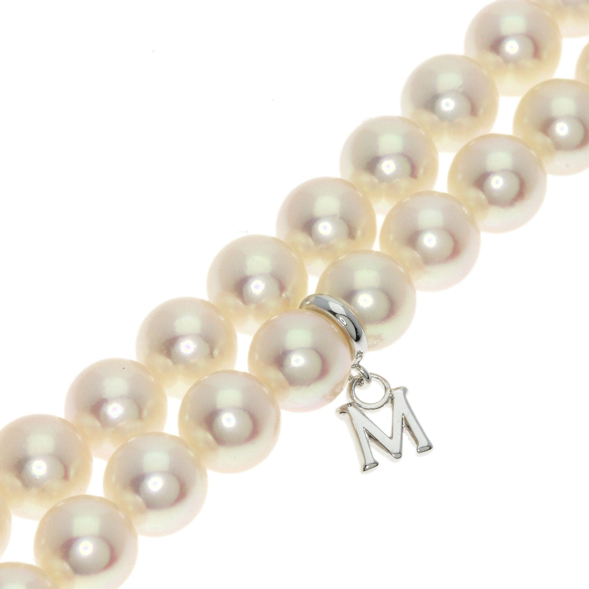 MIKIMOTO Pearl Pearl M Charm Included Necklace Silver Ladies [Used]