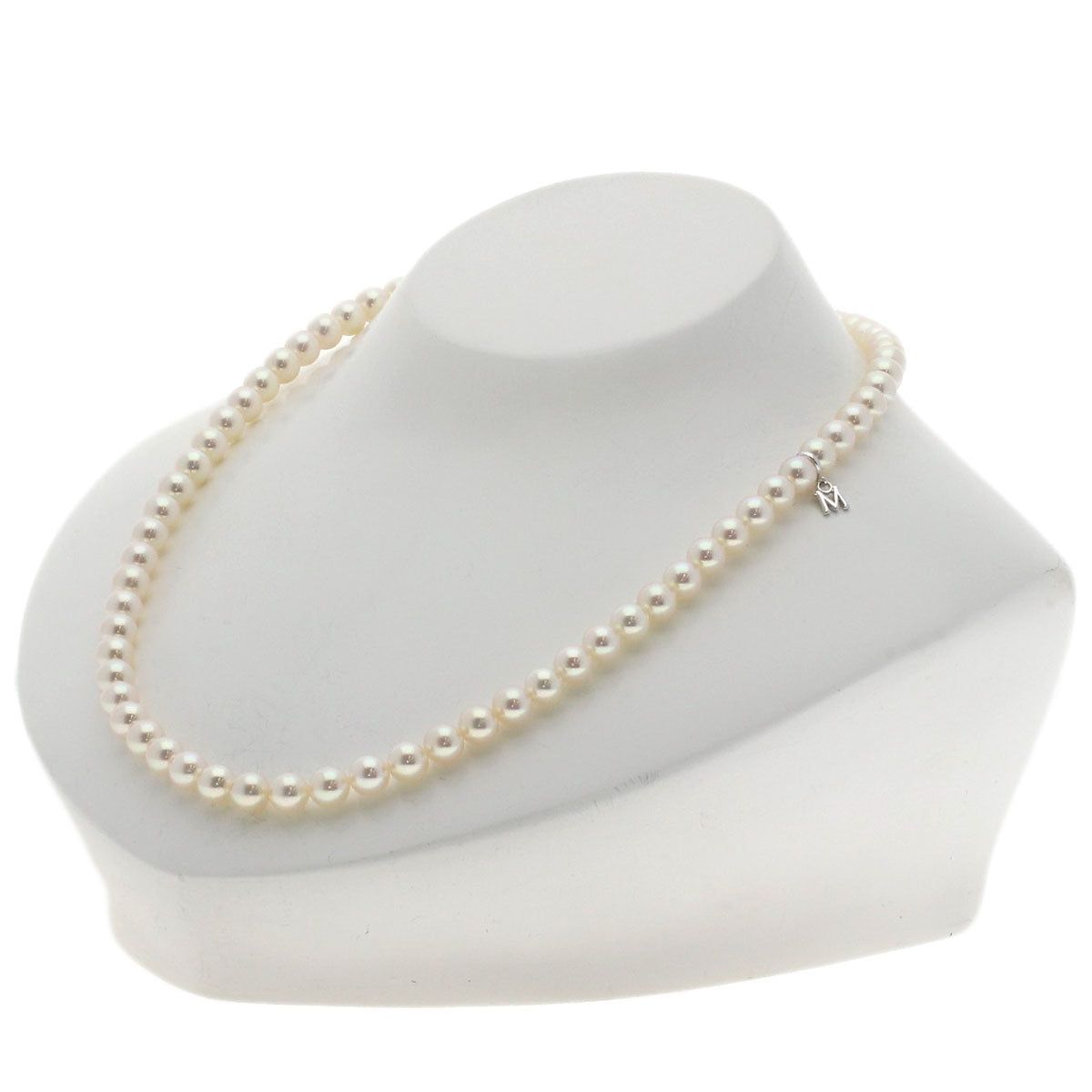 MIKIMOTO Pearl Pearl M Charm Included Necklace Silver Ladies [Used]