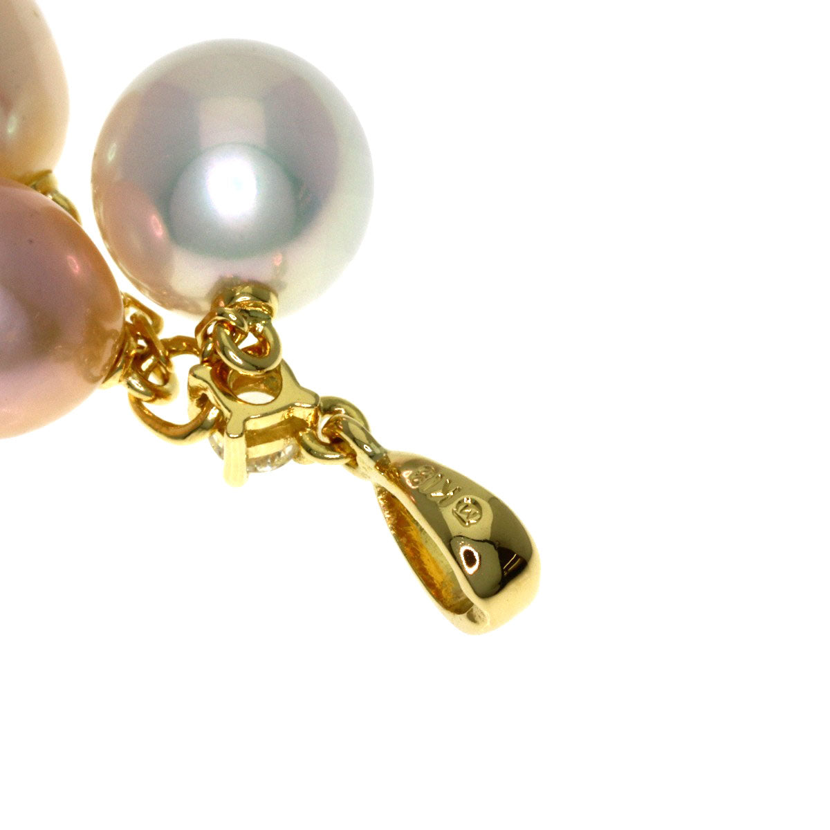 MIKIMOTO Diamond Pearl Pendant Top (Set of 2) Brooch K18 Yellow Gold Ladies [Used]