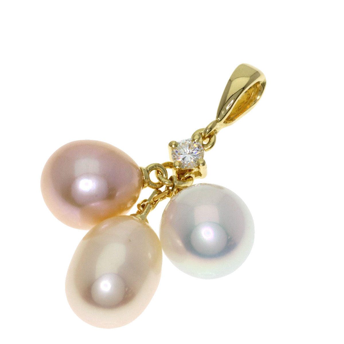 MIKIMOTO Diamond Pearl Pendant Top (Set of 2) Brooch K18 Yellow Gold Ladies [Used]