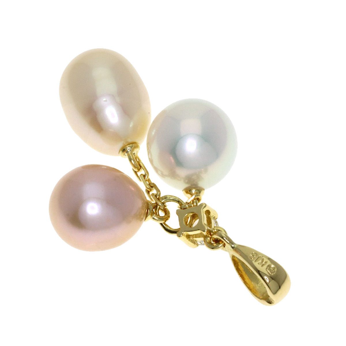 MIKIMOTO Diamond Pearl Pendant Top (Set of 2) Brooch K18 Yellow Gold Ladies [Used]