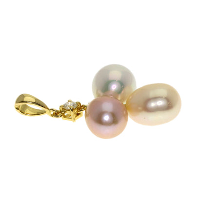 MIKIMOTO Diamond Pearl Pendant Top (Set of 2) Brooch K18 Yellow Gold Ladies [Used]