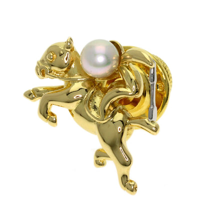 MIKIMOTO Horse motif Pearl pin brooch Brooch K18 Yellow Gold PT950Ladies [Used]