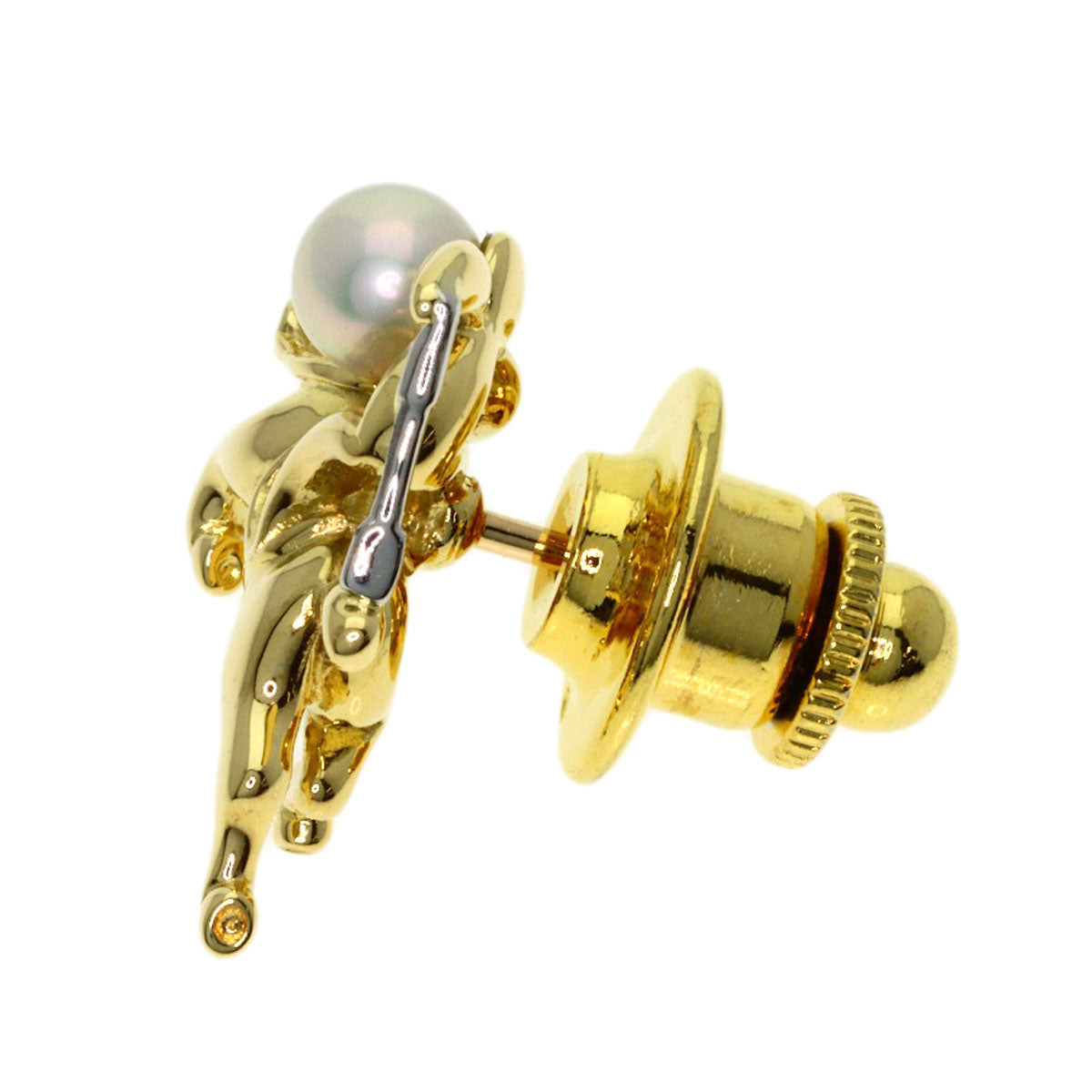 MIKIMOTO Horse motif Pearl pin brooch Brooch K18 Yellow Gold PT950Ladies [Used]