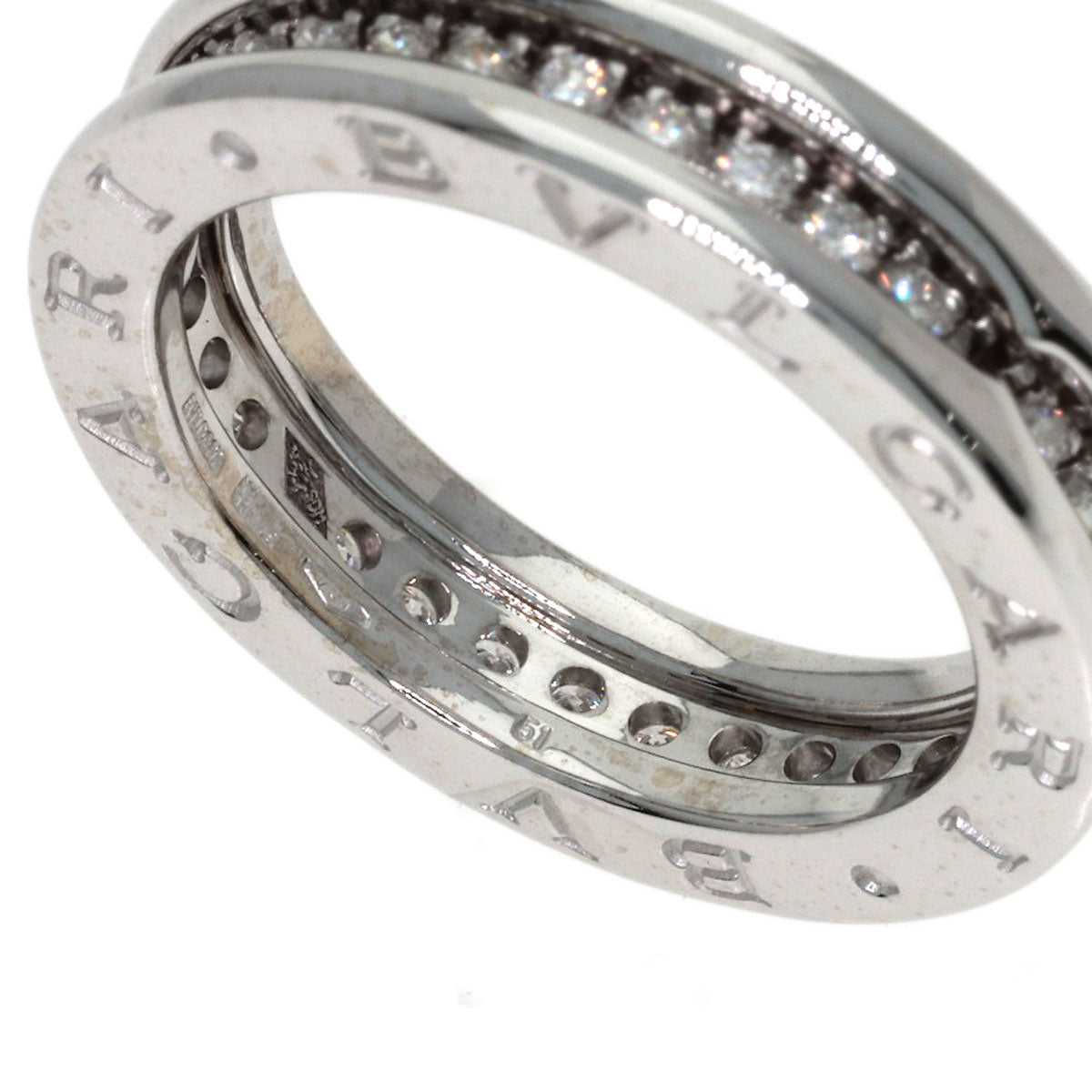 BVLGARI B.zero1 1-band Diamond #51 Ring K18 White Gold Ladies [Used]