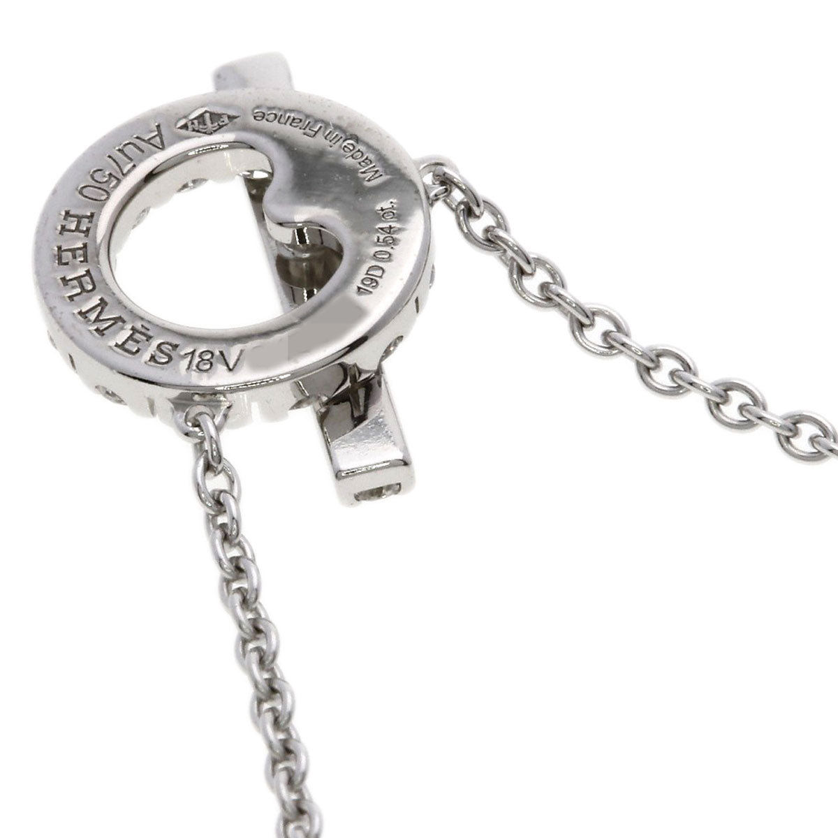 HERMES Finesse Pave Diamond Necklace K18 White Gold Ladies [Used]