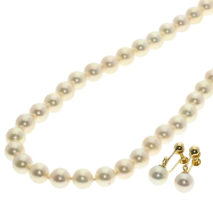 TASAKI Pearl Pearl Necklace and Earring 2-piece set Necklace K18 Yellow Gold Ladies [Used]