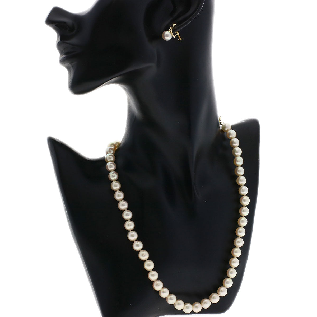 TASAKI Pearl Pearl Necklace and Earring 2-piece set Necklace K18 Yellow Gold Ladies [Used]
