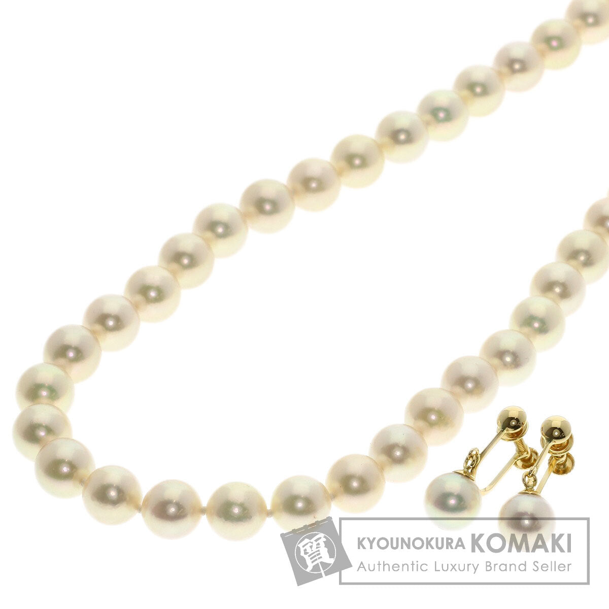 TASAKI Pearl Pearl Necklace and Earring 2-piece set Necklace K18 Yellow Gold Ladies [Used]
