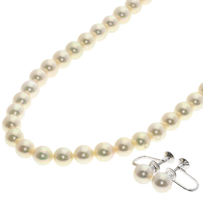TASAKI Pearl Pearl Necklace and Earring 2-piece set Necklace Silver Ladies [Used]
