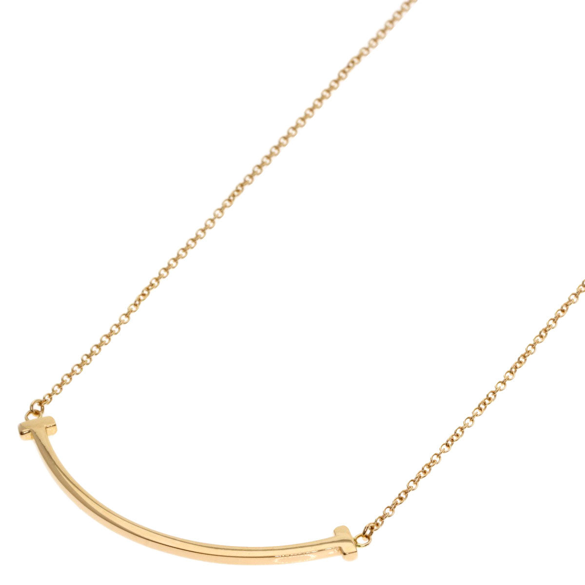 TIFFANY&Co. T smile small Necklace K18 Pink Gold Ladies [Used]