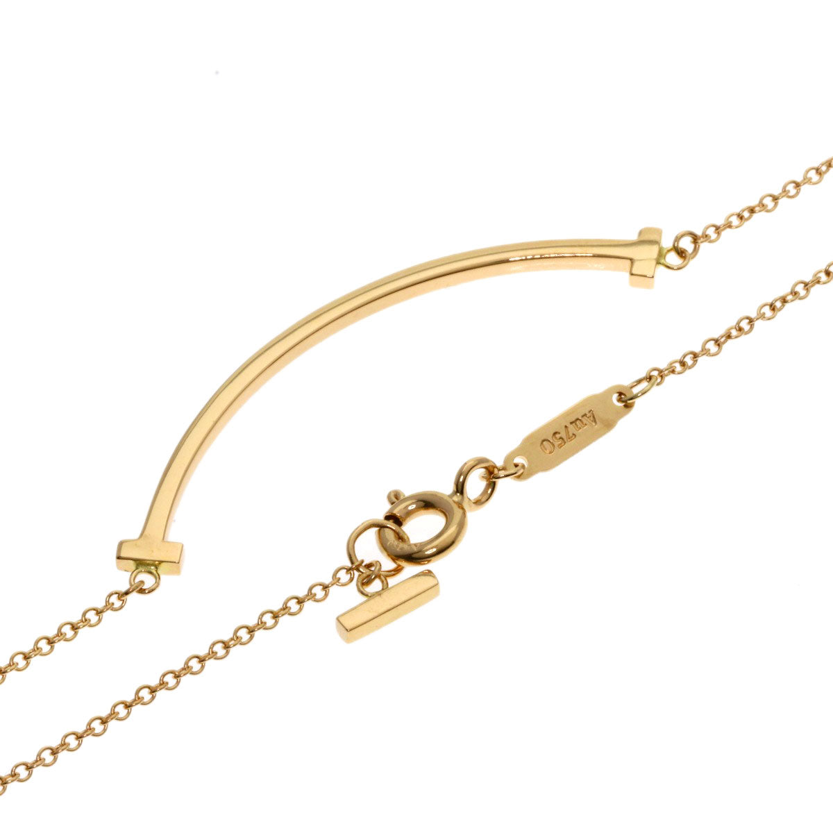 TIFFANY&Co. T smile small Necklace K18 Pink Gold Ladies [Used]