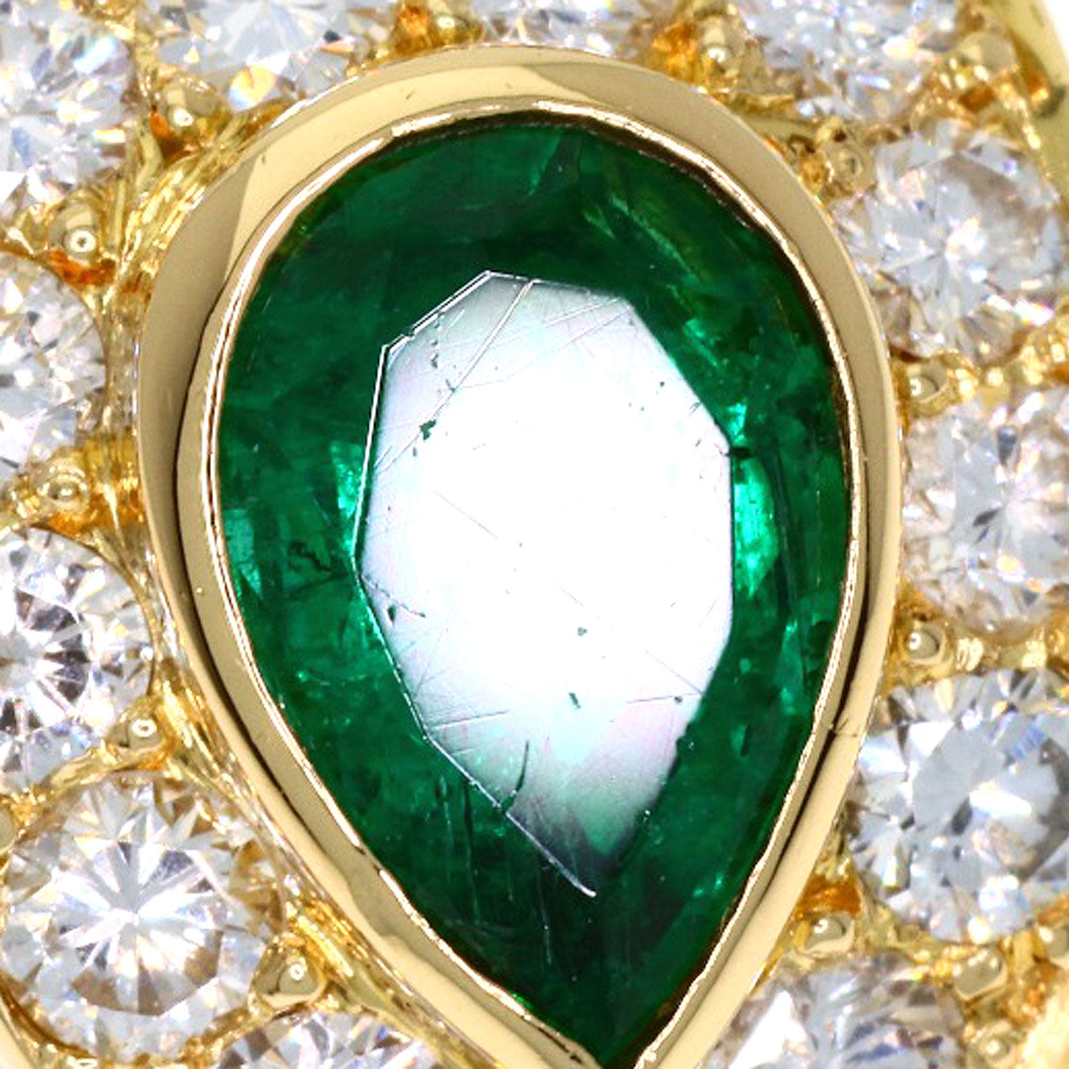 Van Cleef & Arpels Emerald Diamond #51 Ring K18 Yellow Gold Ladies [Used]