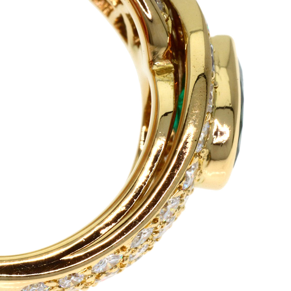 Van Cleef & Arpels Emerald Diamond #51 Ring K18 Yellow Gold Ladies [Used]