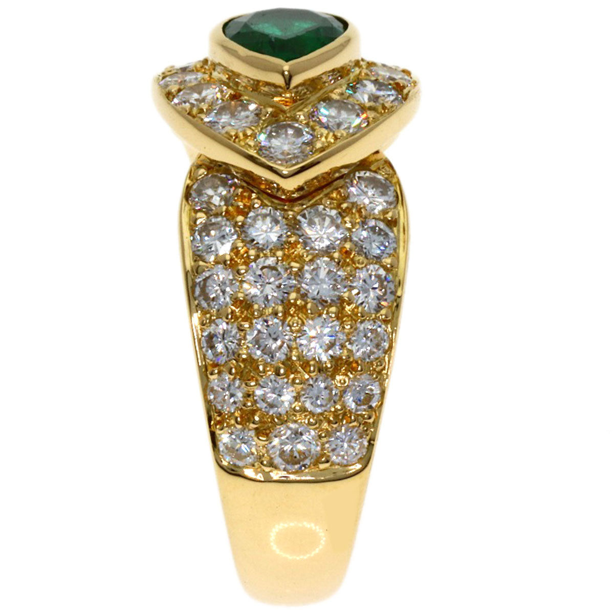 Van Cleef & Arpels Emerald Diamond #51 Ring K18 Yellow Gold Ladies [Used]
