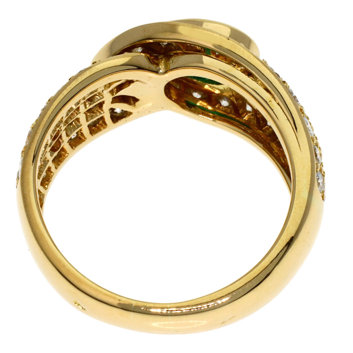 Van Cleef & Arpels Emerald Diamond #51 Ring K18 Yellow Gold Ladies [Used]