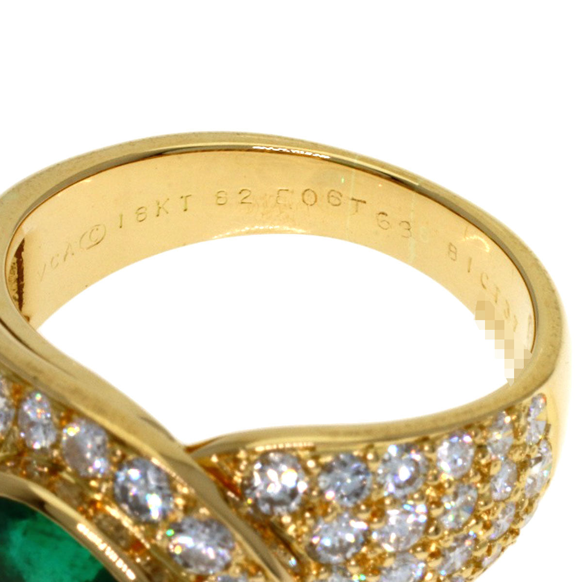 Van Cleef & Arpels Emerald Diamond #51 Ring K18 Yellow Gold Ladies [Used]