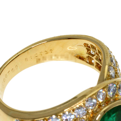 Van Cleef & Arpels Emerald Diamond #51 Ring K18 Yellow Gold Ladies [Used]