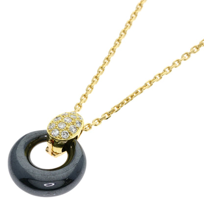 Van Cleef & Arpels Angelic Diamond Hematite Necklace K18 Yellow Gold Ladies [Used]