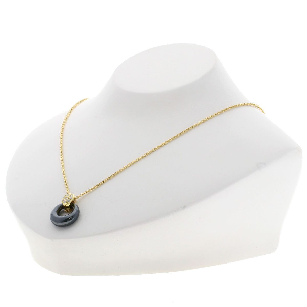 Van Cleef & Arpels Angelic Diamond Hematite Necklace K18 Yellow Gold Ladies [Used]