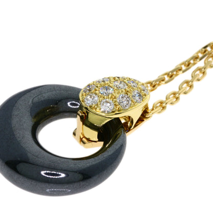 Van Cleef & Arpels Angelic Diamond Hematite Necklace K18 Yellow Gold Ladies [Used]