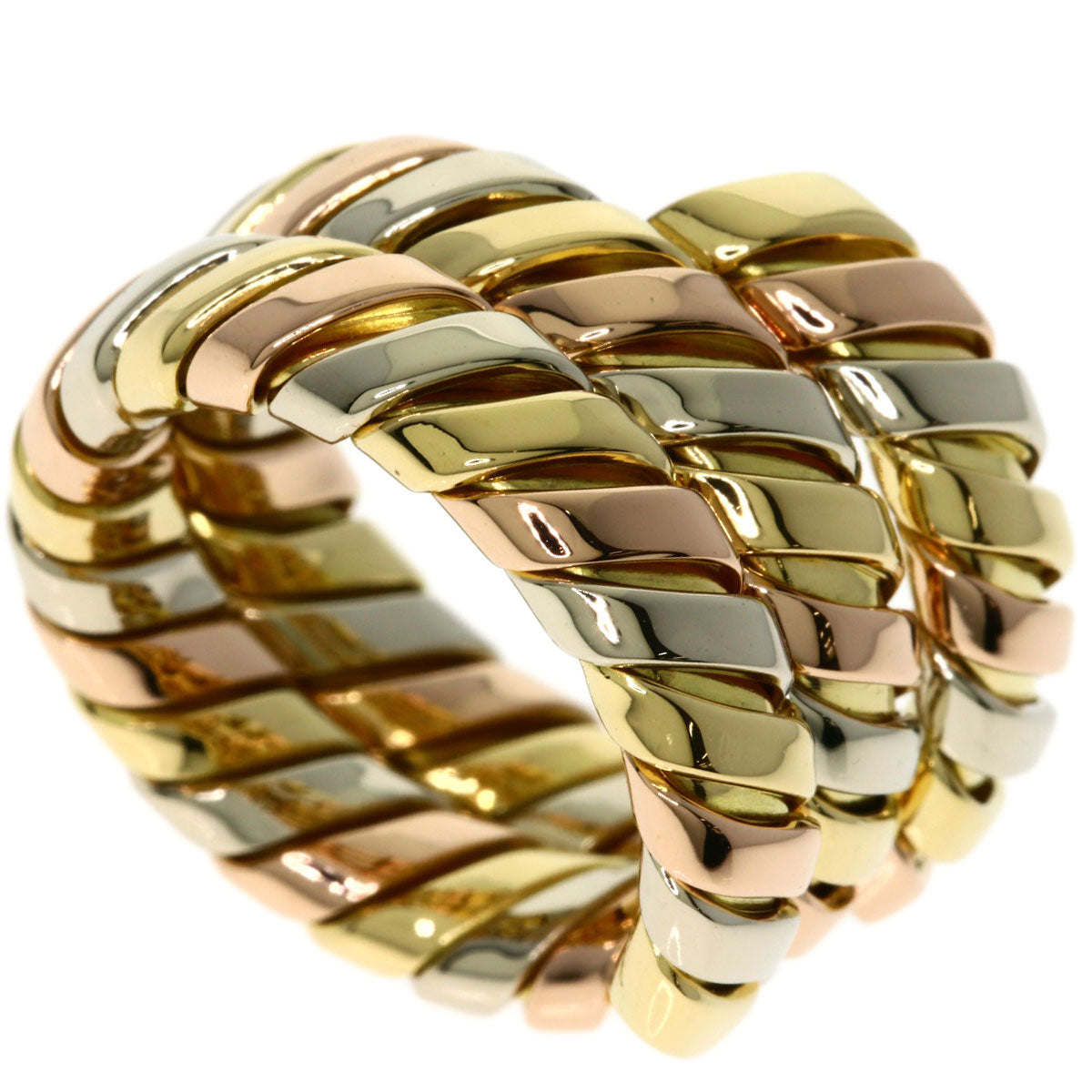 BVLGARI Tubogas Ring K18 Yellow Gold 18K Pink GoldLadies [Used]