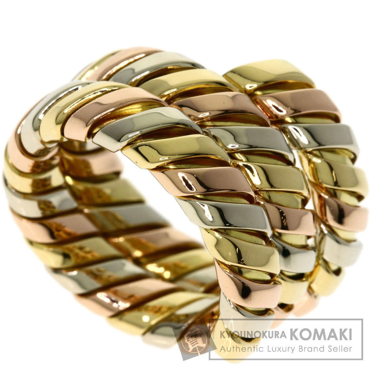 BVLGARI Tubogas Ring K18 Yellow Gold 18K Pink GoldLadies [Used]