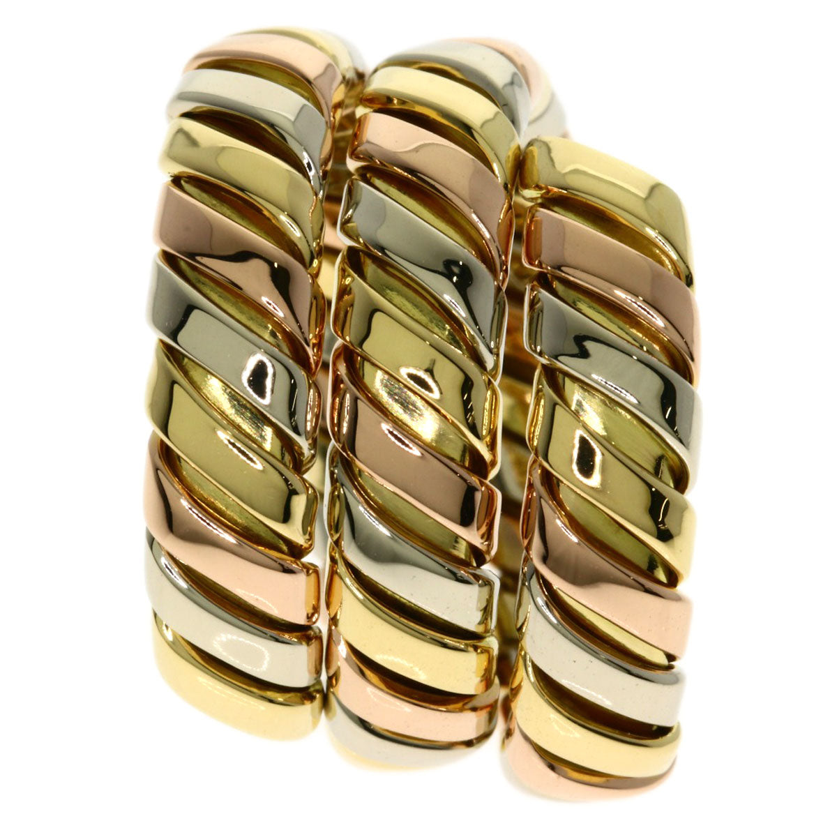 BVLGARI Tubogas Ring K18 Yellow Gold 18K Pink GoldLadies [Used]