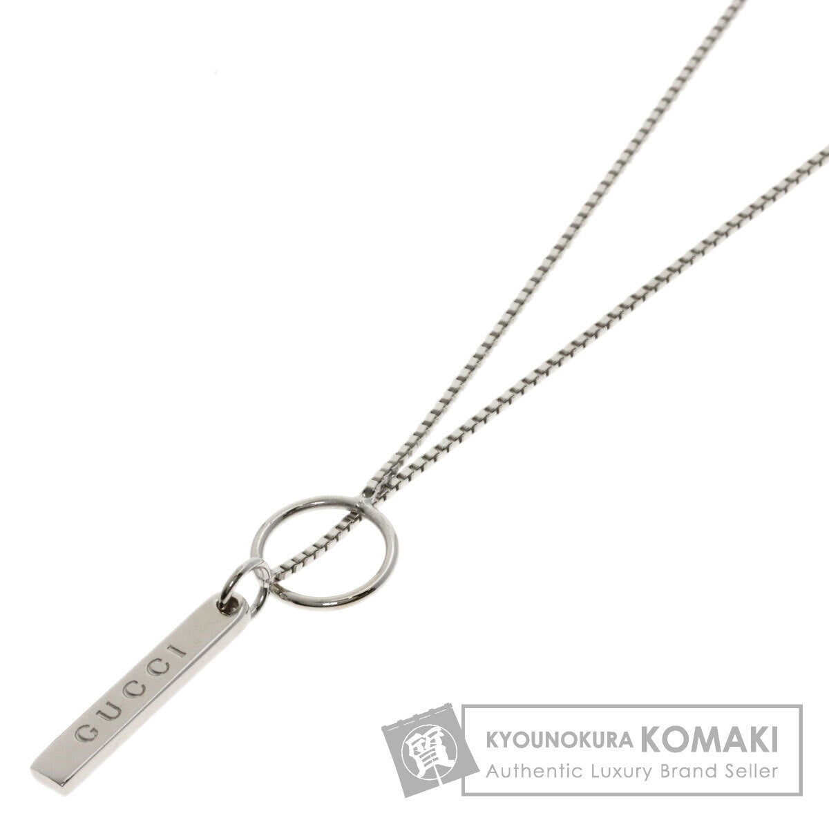 GUCCI lariat Necklace K18 White Gold Ladies [Used]