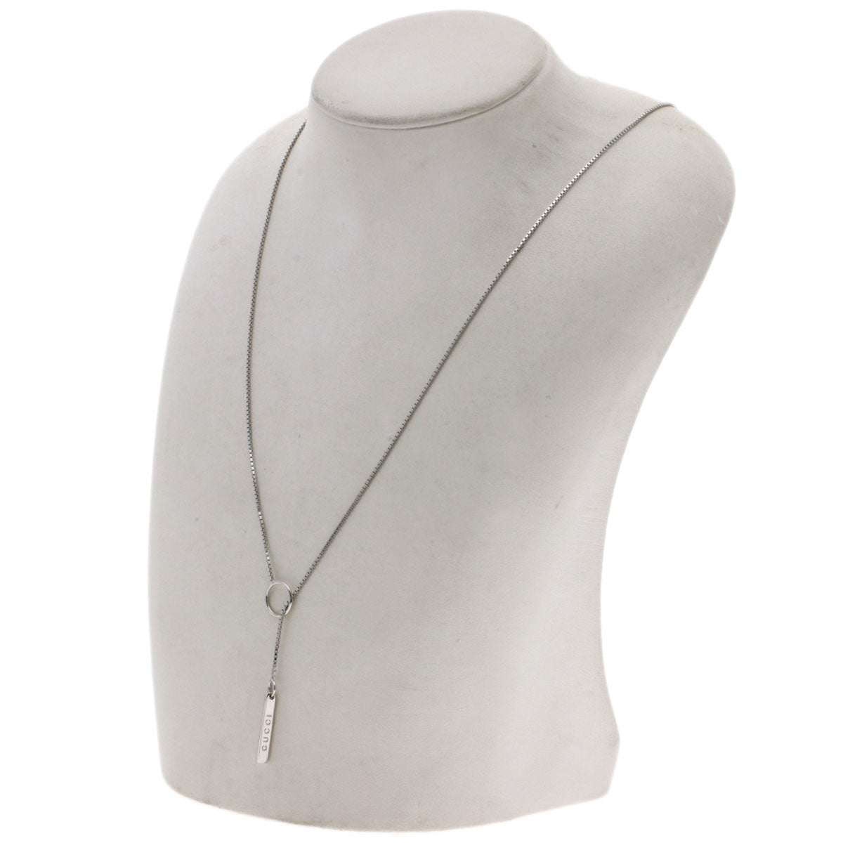 GUCCI lariat Necklace K18 White Gold Ladies [Used]
