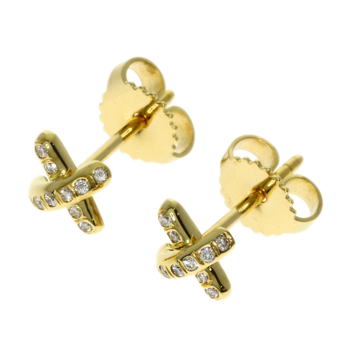 TIFFANY&Co. Cross-stitch Diamond earring K18 Yellow Gold Ladies [Used]