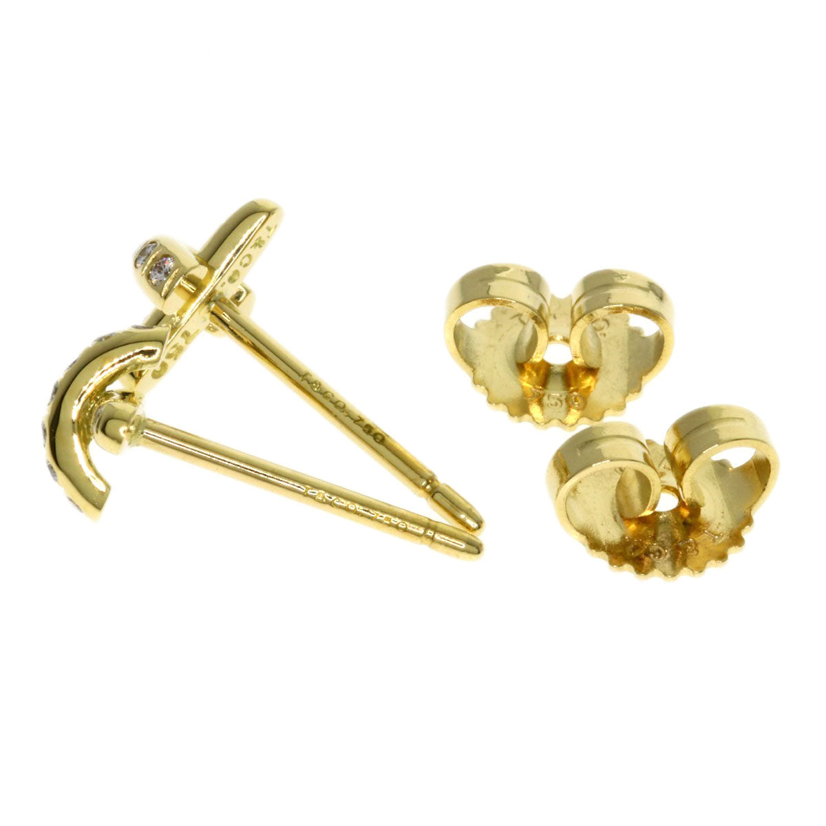 TIFFANY&Co. Cross-stitch Diamond earring K18 Yellow Gold Ladies [Used]