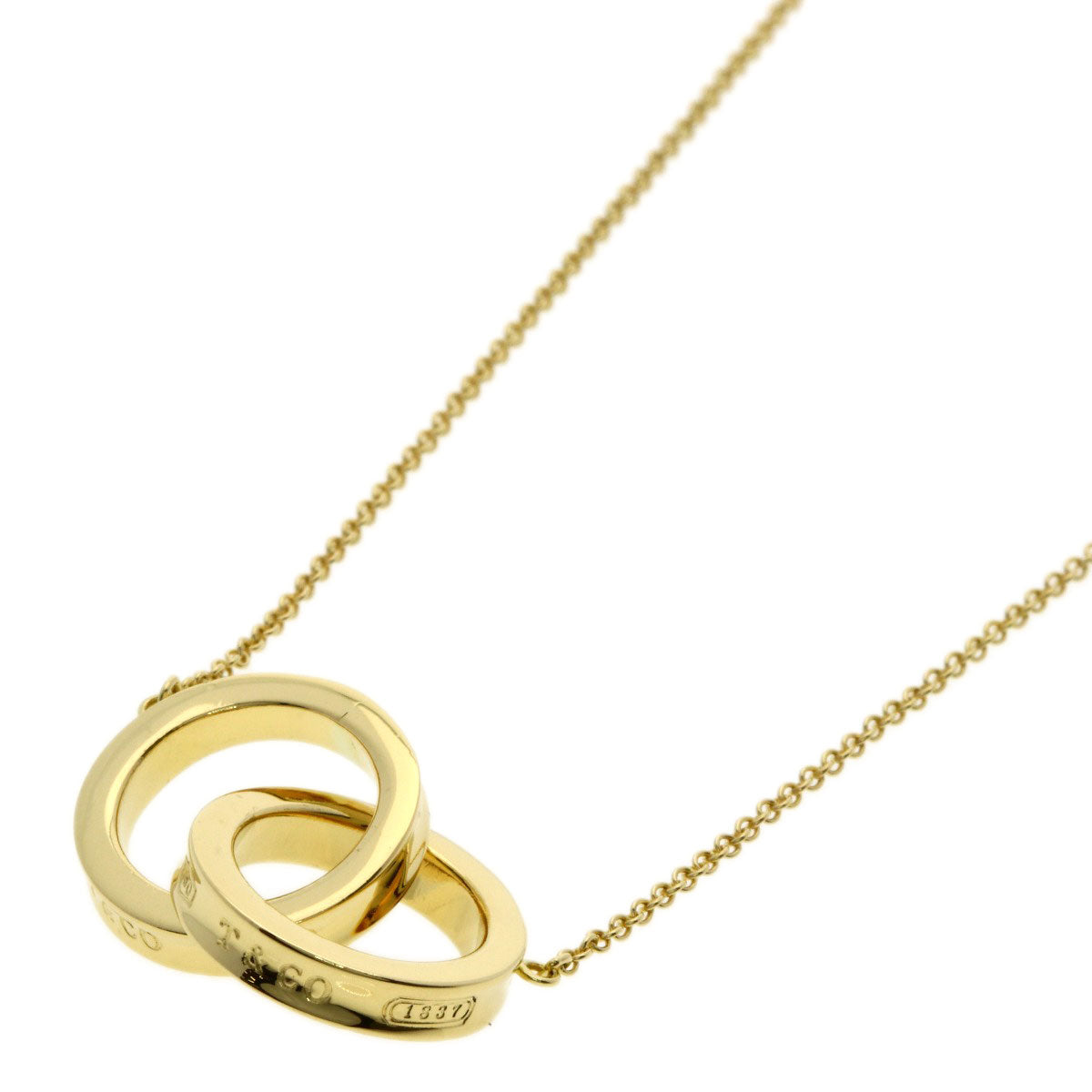 TIFFANY&Co. Interlocking 1837 Necklace K18 Yellow Gold Ladies [Used]