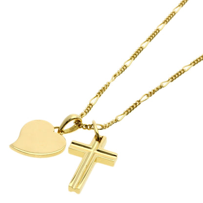 BVLGARI Cross Heart Vintage Necklace K18 Yellow Gold Ladies [Used]