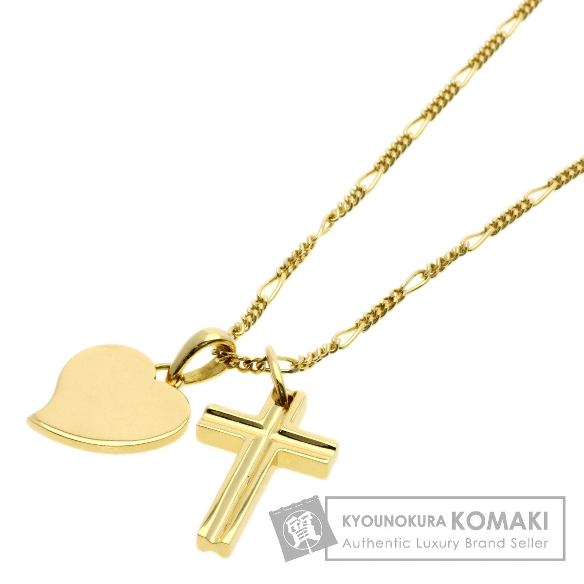BVLGARI Cross Heart Vintage Necklace K18 Yellow Gold Ladies [Used]