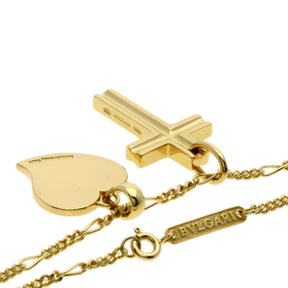 BVLGARI Cross Heart Vintage Necklace K18 Yellow Gold Ladies [Used]