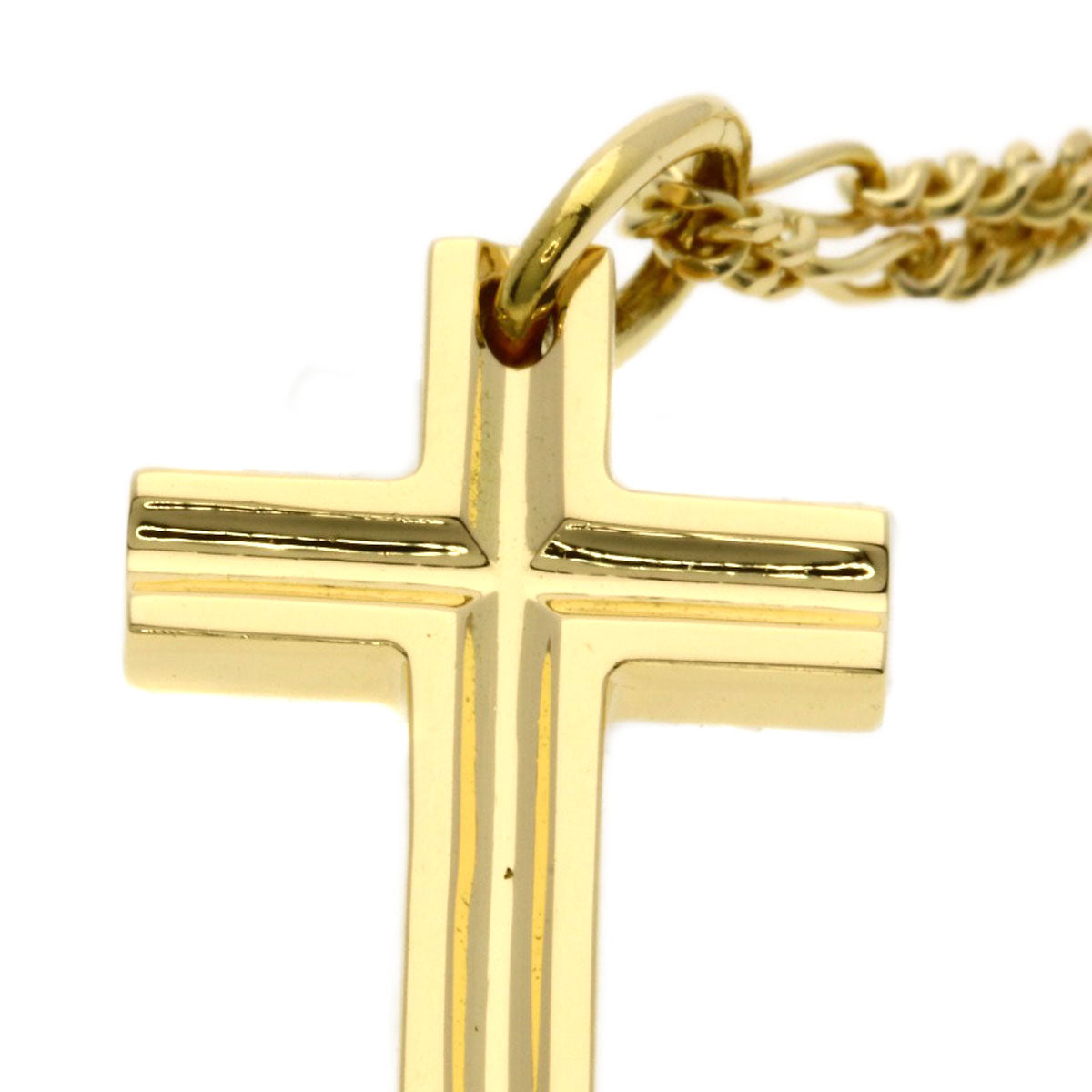 BVLGARI Cross Heart Vintage Necklace K18 Yellow Gold Ladies [Used]