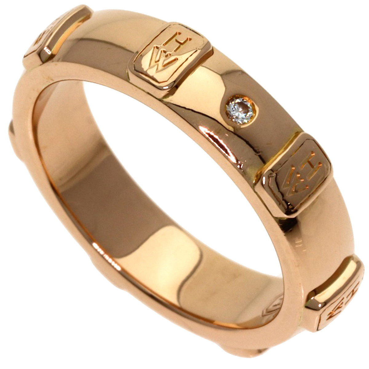 HARRY WINSTON HW logo 1P Diamond Ring K18 Pink Gold Ladies [Used]