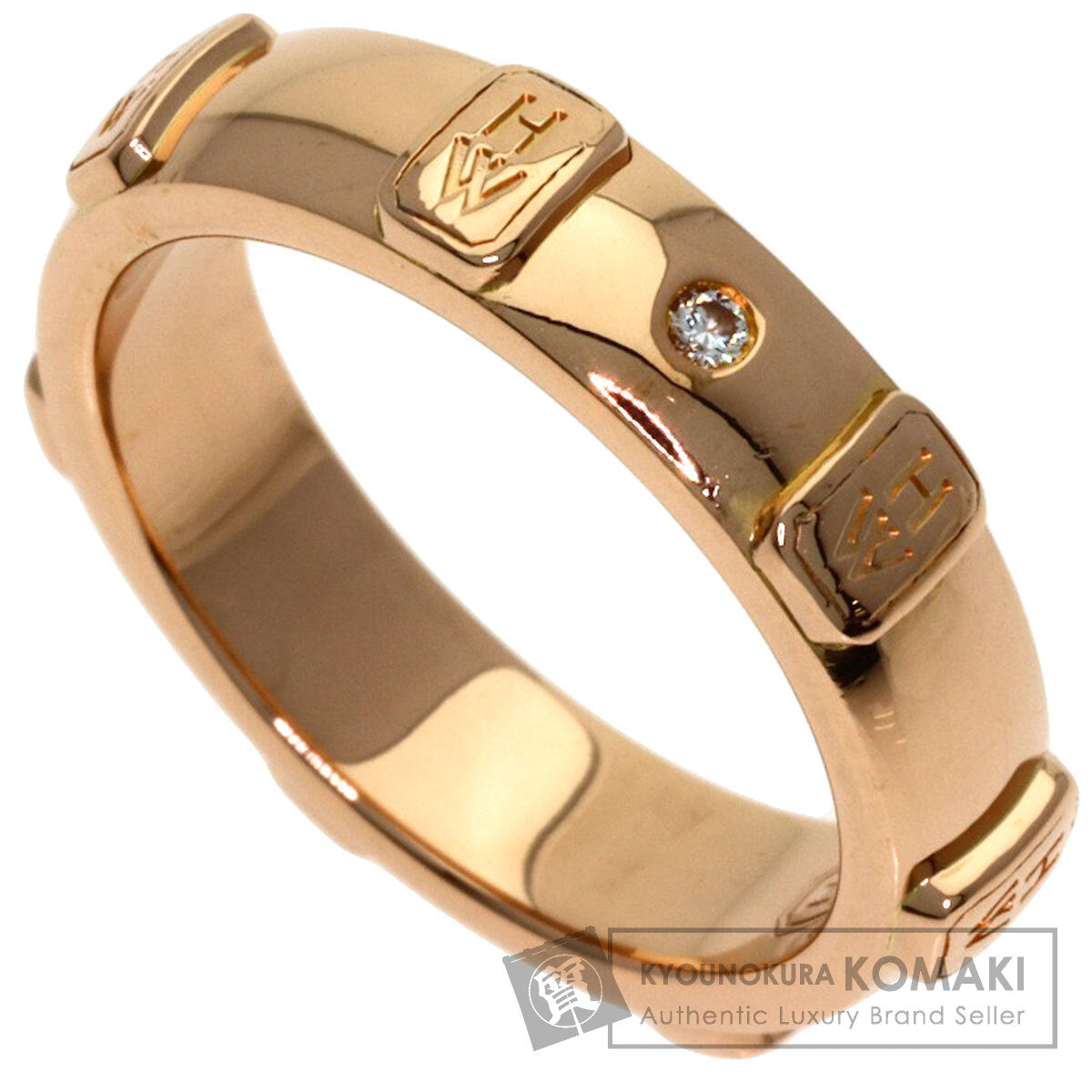 HARRY WINSTON HW logo 1P Diamond Ring K18 Pink Gold Ladies [Used]