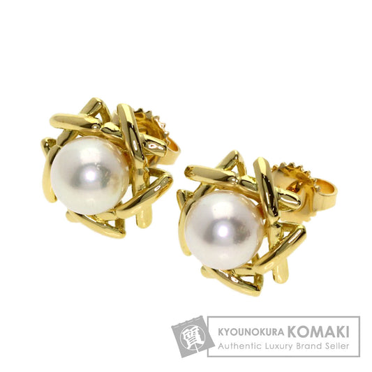 TIFFANY&Co. Kiss Around Pearl Pearl earring K18 Yellow Gold Ladies [Used]