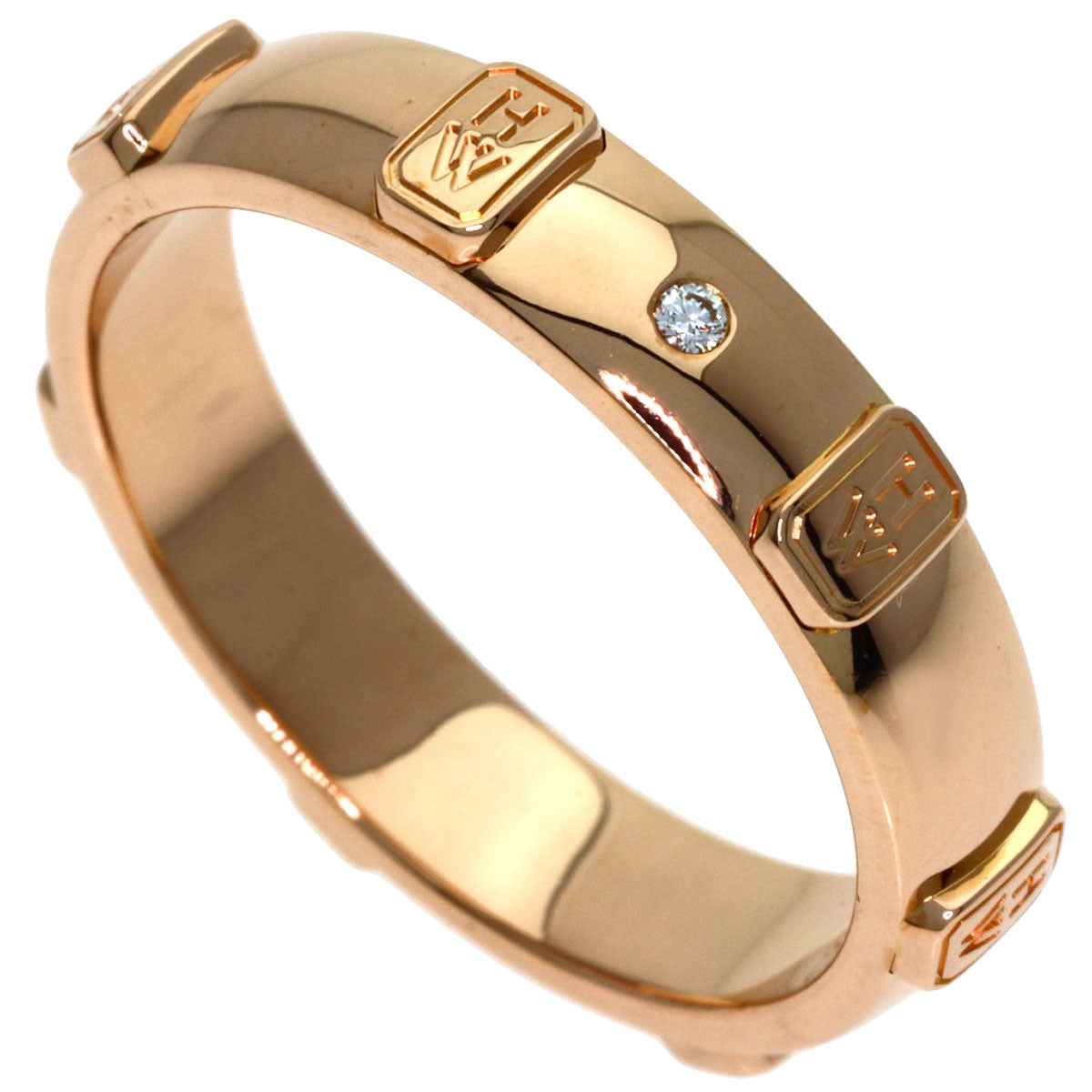 HARRY WINSTON HW Logo 1P Diamond Ring K18 Pink Gold Ladies [Used]