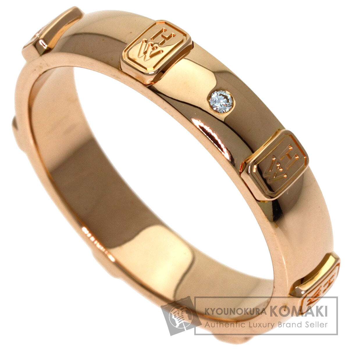 HARRY WINSTON HW Logo 1P Diamond Ring K18 Pink Gold Ladies [Used]