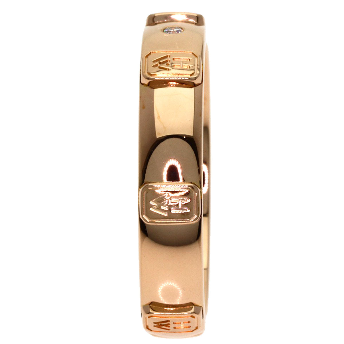 HARRY WINSTON HW Logo 1P Diamond Ring K18 Pink Gold Ladies [Used]