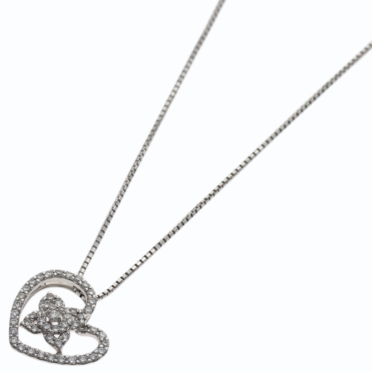 0.25ct Diamond Necklace K18 White Gold 3.4g　Ladies