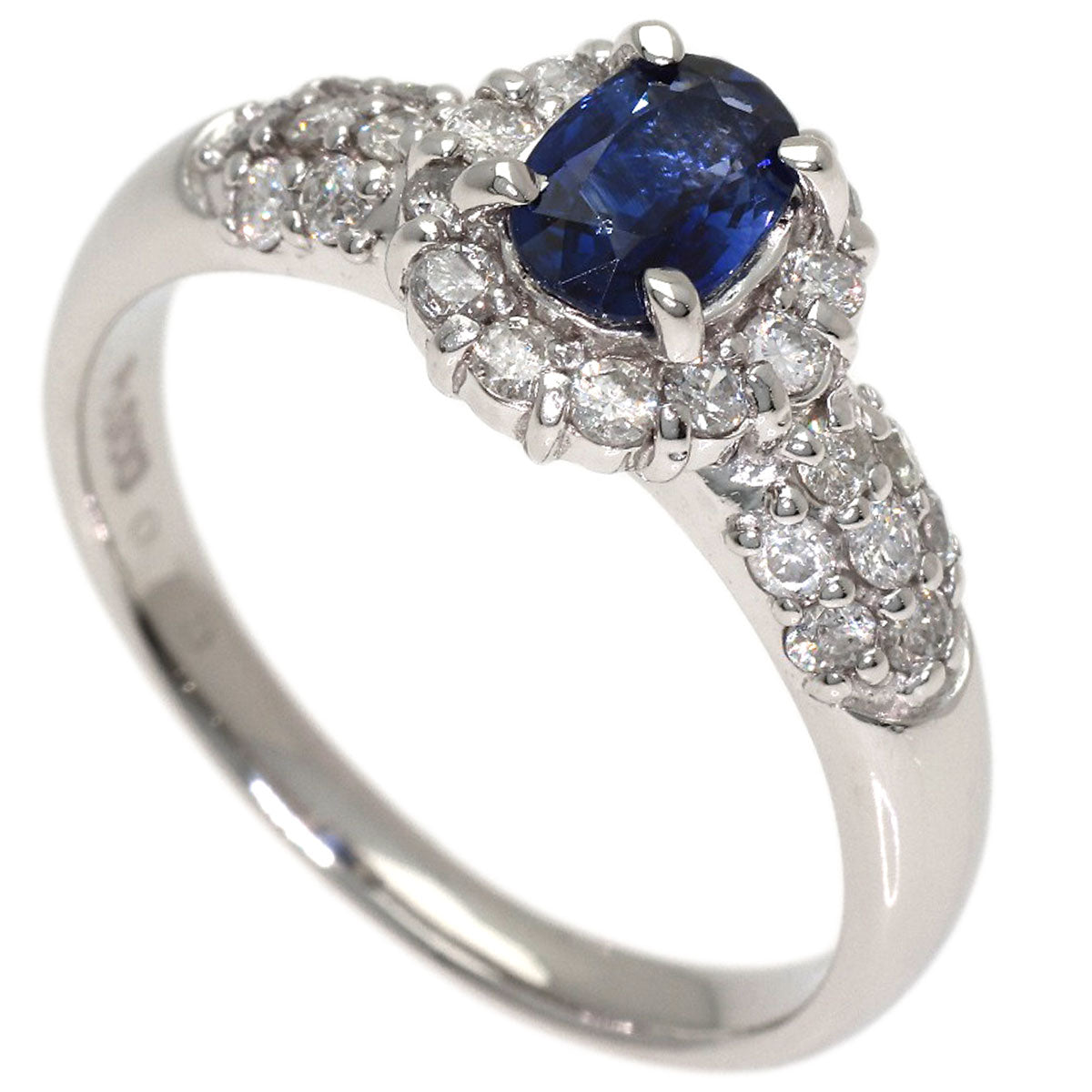 0.7ct Sapphire Diamond Ring Platinum PT900 5.6g　Ladies