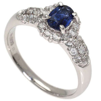 0.7ct Sapphire Diamond Ring Platinum PT900 5.6g　Ladies
